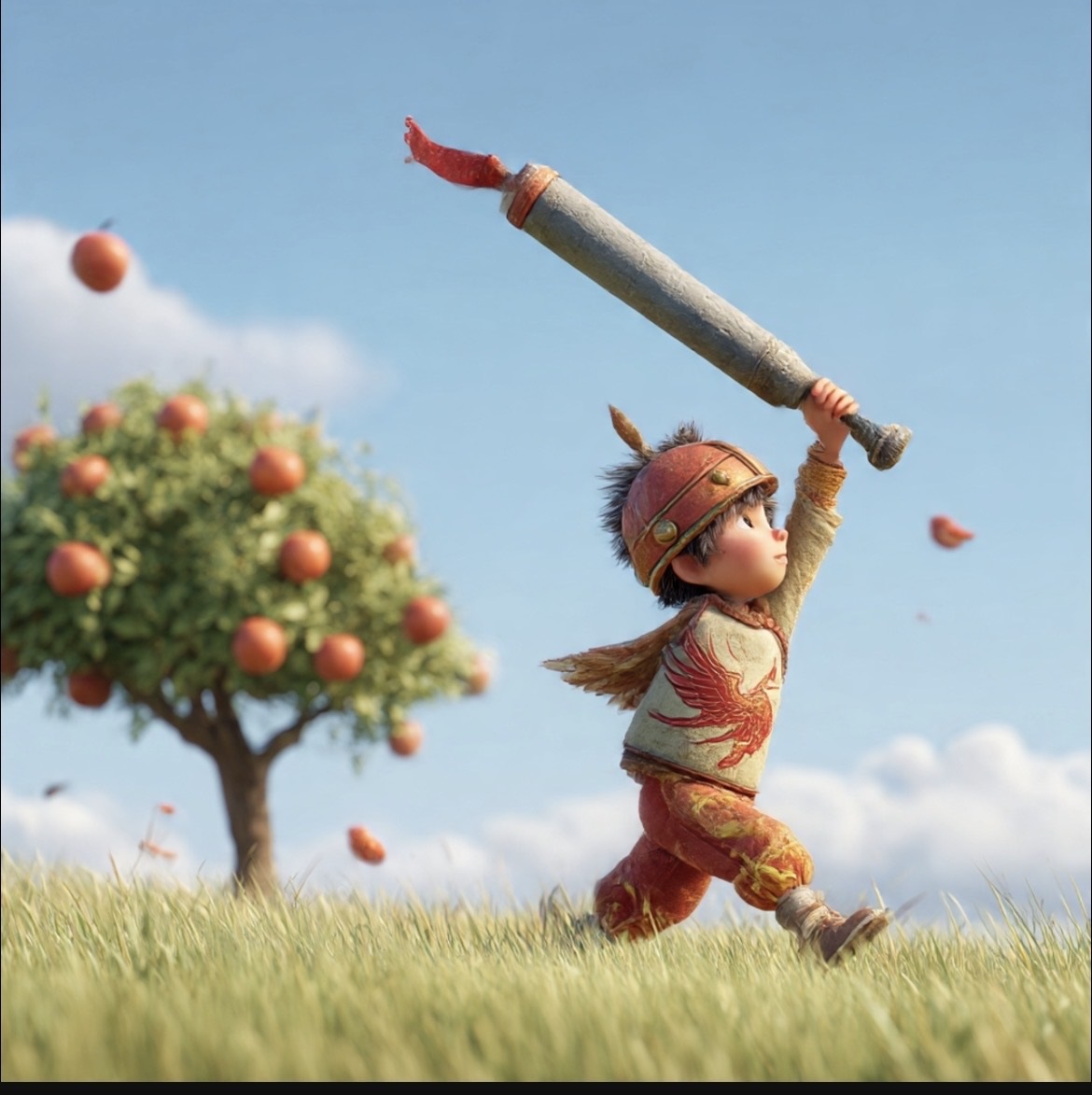 Sentinel Jr. — a kid with a foam sword, playing safety in the field